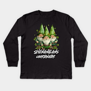 Shenanigans Coordinator St Patricks Day Gnomes Green Proud Kids Long Sleeve T-Shirt